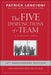 The Five Dysfunctions of a Team: A Leadership Fable, 20th Anniversary Edition - Hardcover | Diverse Reads