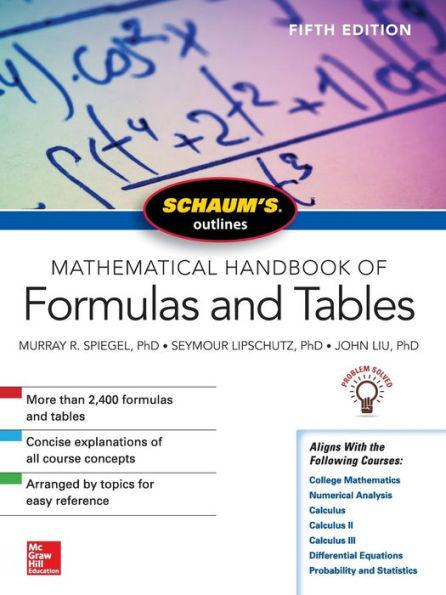 Schaum's Outline of Mathematical Handbook of Formulas and Tables, Fifth Edition - Paperback | Diverse Reads