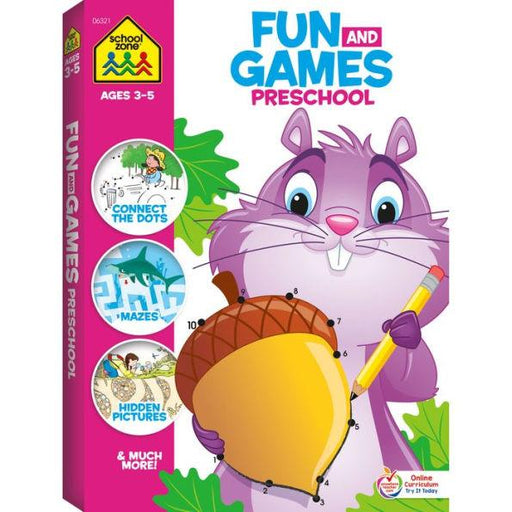 School Zone Fun and Games Preschool Activity Workbook - Paperback | Diverse Reads