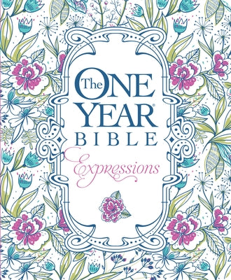 The One Year Bible Expressions NLT (Softcover, Blue Flowers) - Paperback | Diverse Reads