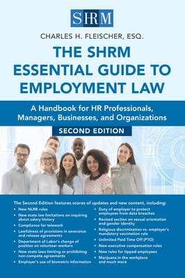 The Shrm Essential Guide to Employment Law, Second Edition: A Handbook for HR Professionals, Managers, Businesses, and Organizations - Paperback | Diverse Reads