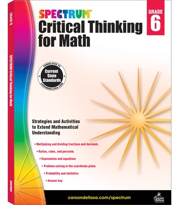 Spectrum Critical Thinking for Math, Grade 6 - Paperback | Diverse Reads