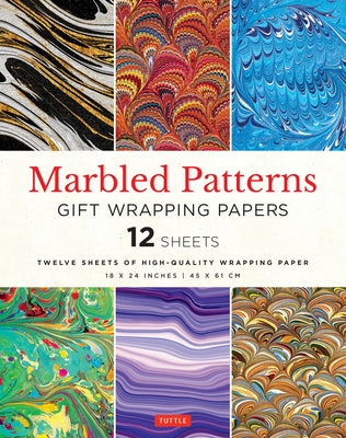 Marbled Patterns Gift Wrapping Papers - 12 Sheets: 18 X 24 Inch (45 X 61 CM) Wrapping Paper - Paperback | Diverse Reads