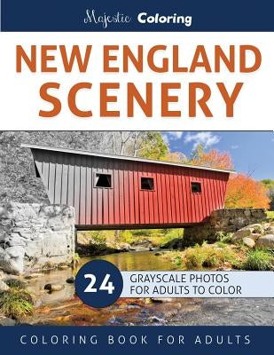 New England Scenery: Grayscale Photo Coloring for Adults - Paperback | Diverse Reads