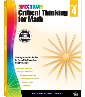 Spectrum Critical Thinking for Math, Grade 4 - Paperback | Diverse Reads