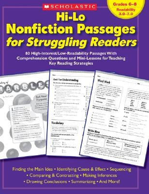 Hi-Lo Nonfiction Passages for Struggling Readers: Grades 6-8: 80 High-Interest/Low-Readability Passages With Comprehension Questions and Mini-Lessons for Teaching Key Reading Strategies - Paperback | Diverse Reads
