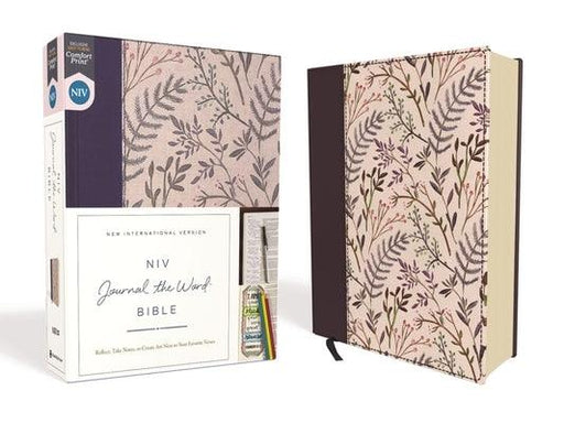 NIV, Journal the Word Bible, Cloth Over Board, Pink Floral, Red Letter Edition, Comfort Print: Reflect, Take Notes, or Create Art Next to Your Favorit - Hardcover | Diverse Reads