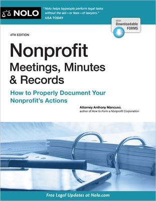 Nonprofit Meetings, Minutes & Records: How to Properly Document Your Nonprofit's Actions - Paperback | Diverse Reads